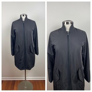 Caslon Solid Black Gray Full Zip Coat Jacket Women Small